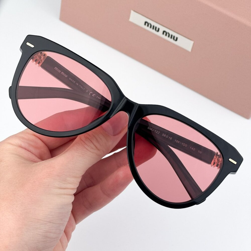 Miu Miu MU12ZS 16K1D0 BRAND NEW Sunglasses Black Red Phantos Unisex
